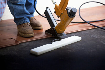 Hardwood Floor Installation in Progress Floor fitter near me professional